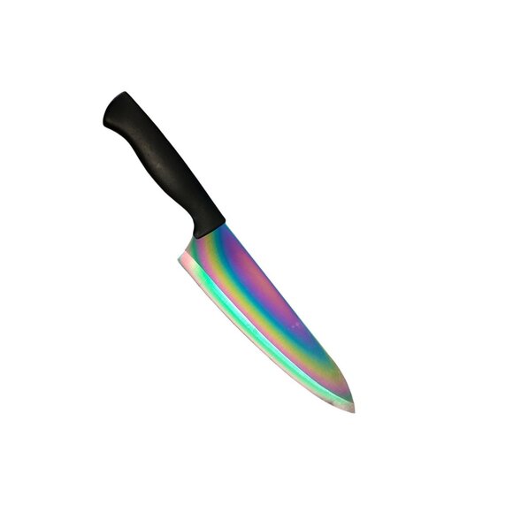 Iridescent Chef Knife With Ergonomic Black Handle rainbow cutlery - Picture 1 of 5